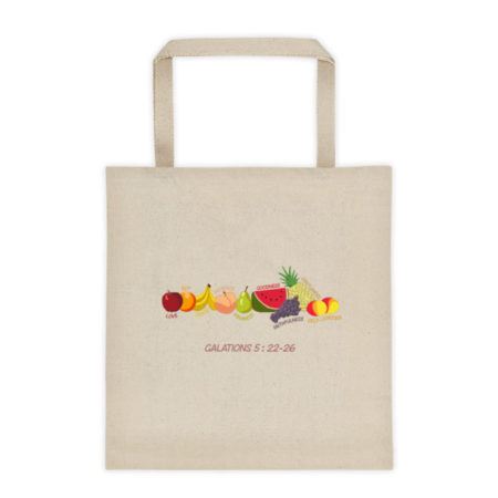 Wearing Christian Galatians tote bag - tan