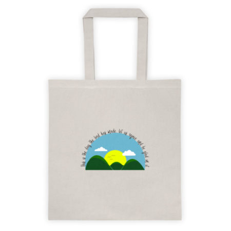 Wearing Christian this is the day Tote- white