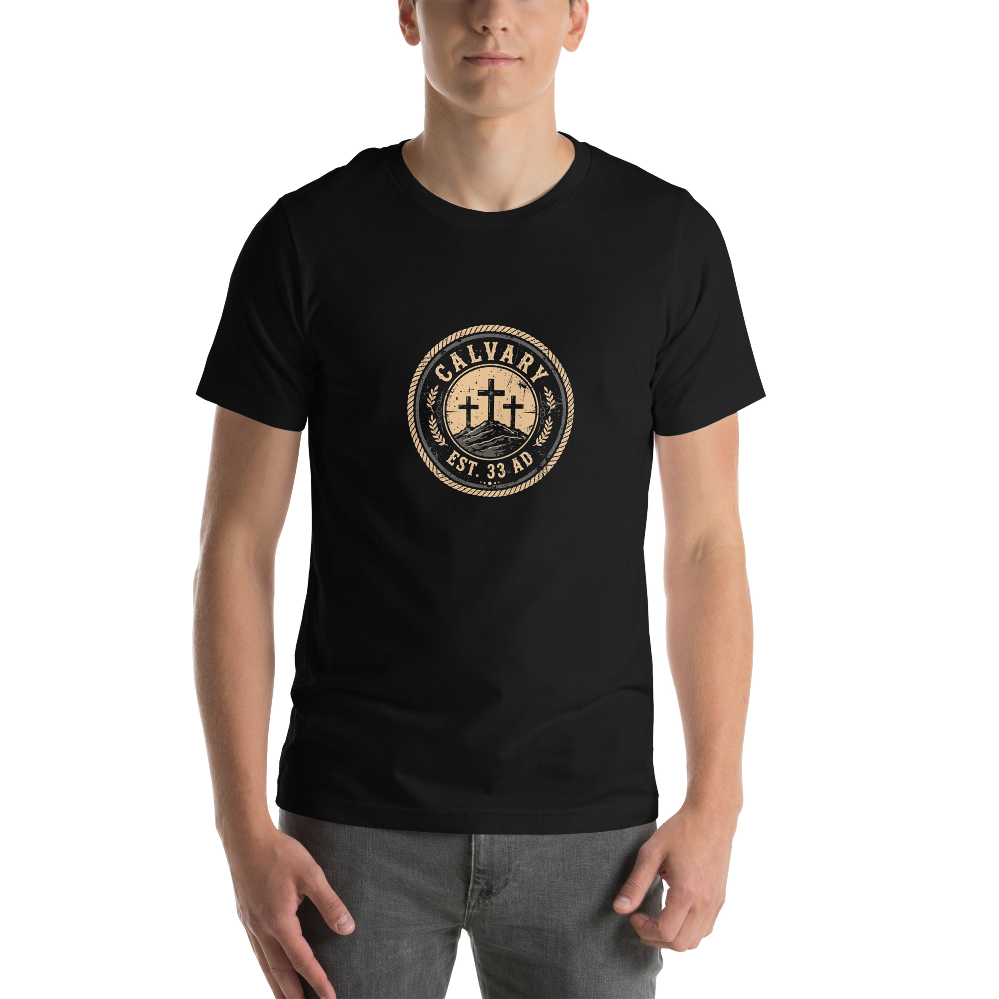Calvary Est. 33 AD Badge Tee - Image 13